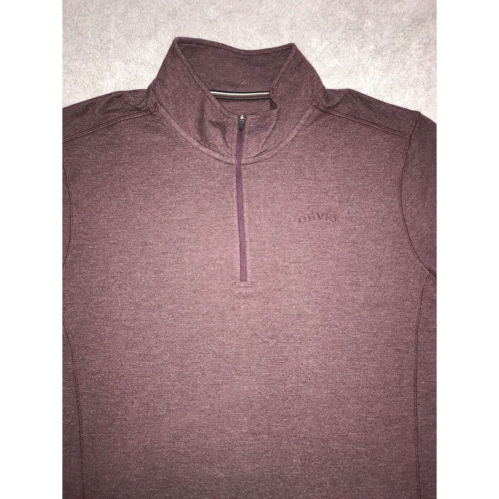 Orvis Sweatshirt Mens XLarge Maroon Soft 1/4 Zip‎ Stretch Pullover XL - Picture 5 of 12